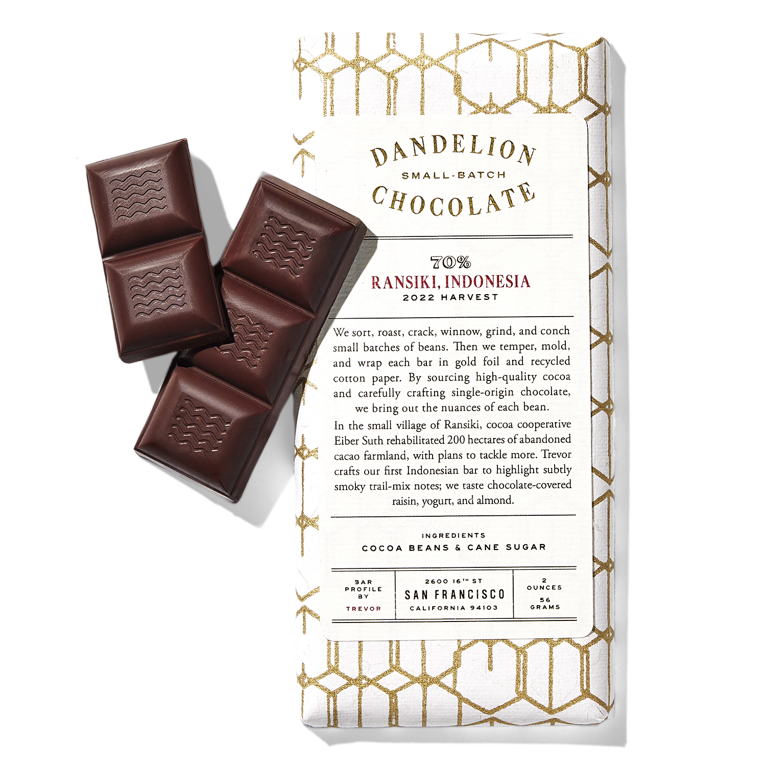 Dandelion Chocolate, Ransiki Indonesia 70% Dark Chocolate Bar