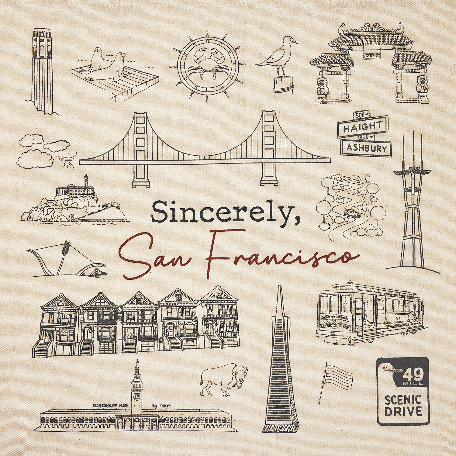 Sincerely SF, San Francisco Tote Bag