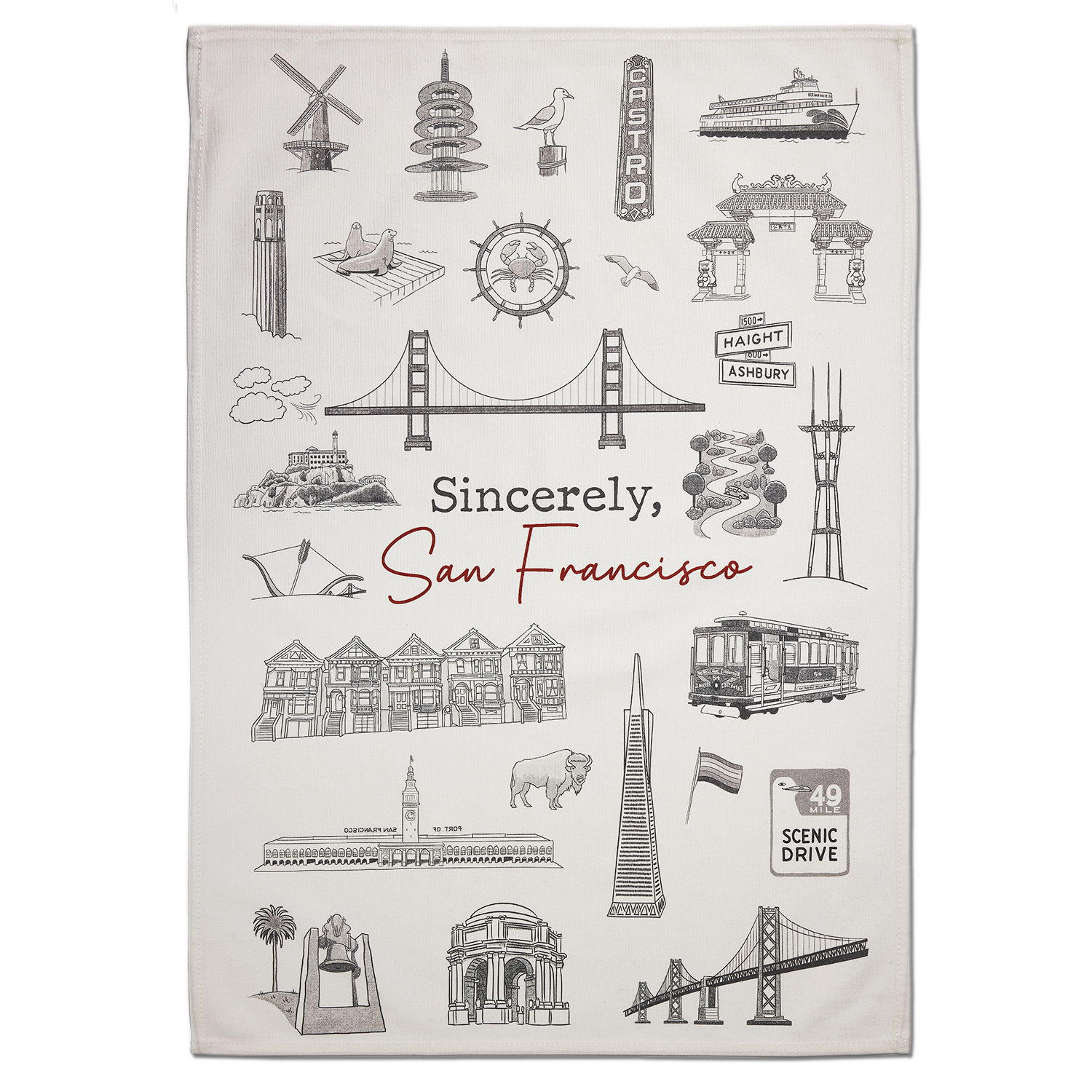 Sincerely SF, 'Sincerely San Francisco' Tea Towel