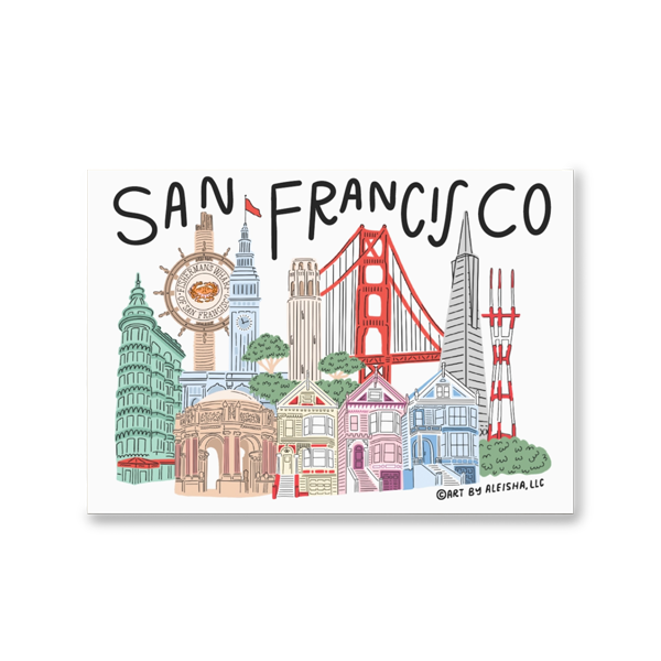 By Aleisha, San Francisco Illustrated Landmarks Magnet