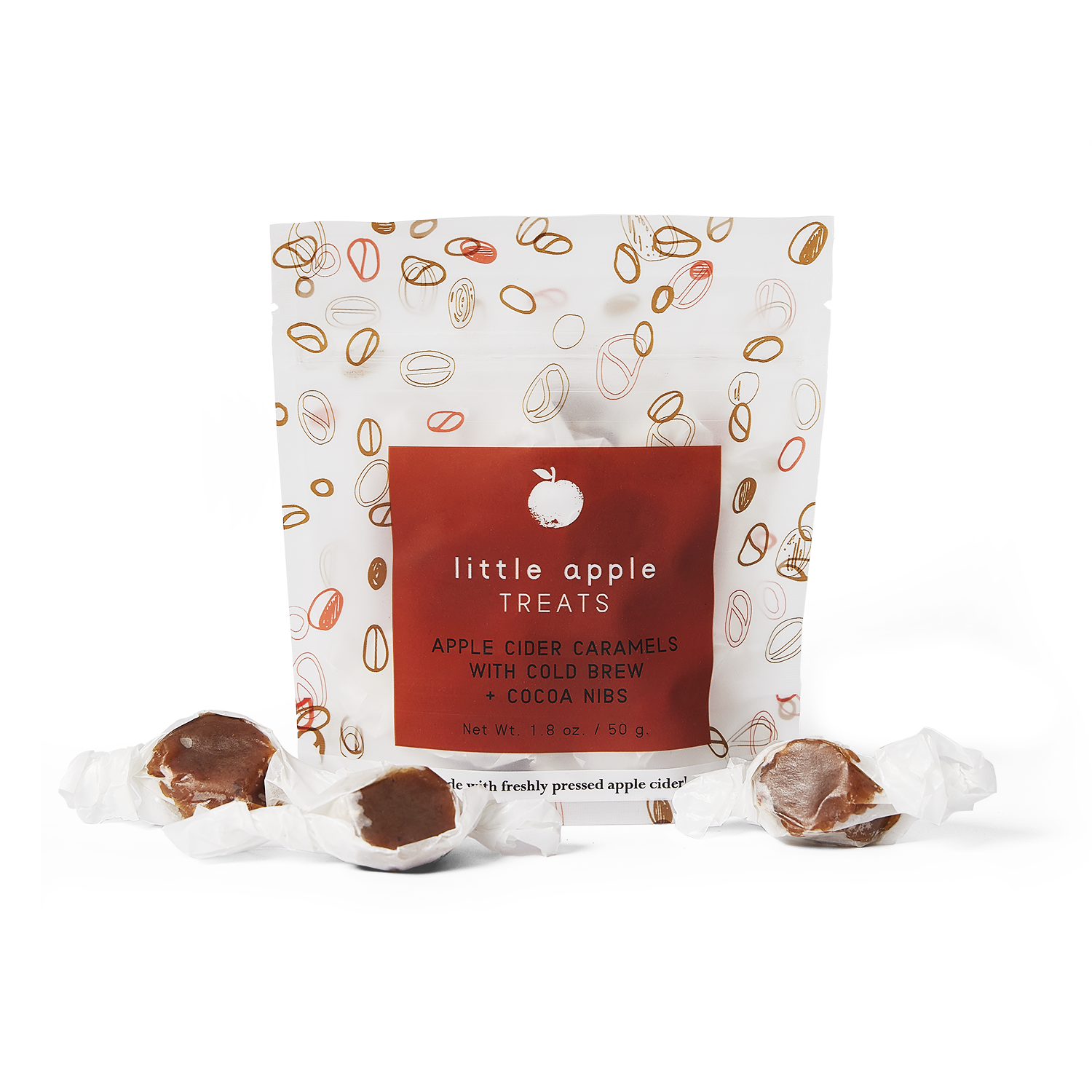 Little Apple Treats, Cold Brew Coffee + Cocoa Nib Apple Cider Caramels