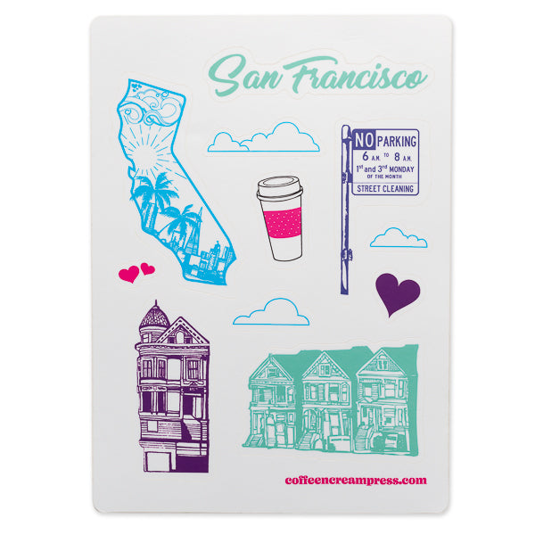 Coffee n Cream Press, SF Lifestyle Sticker Sheet