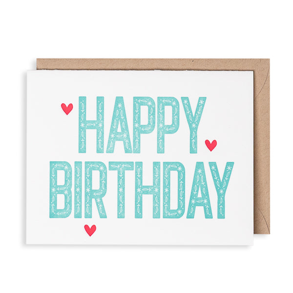 Lucky Bee Press, Happy Birthday letterpress card