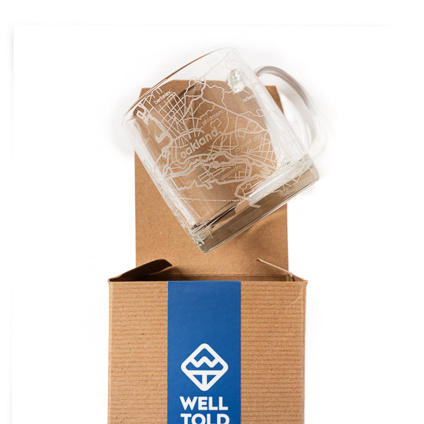 Well Told Design, Map of San Francisco & Oakland Glass Mug