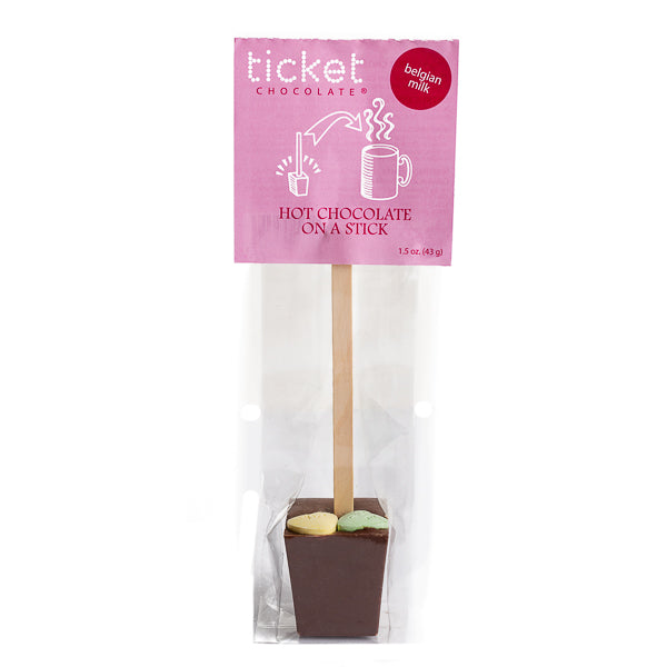 Ticket Chocolate, Hot Chocolate on a Stick with Candy Hearts