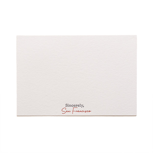 Sincerely San Francisco letterpress notecard