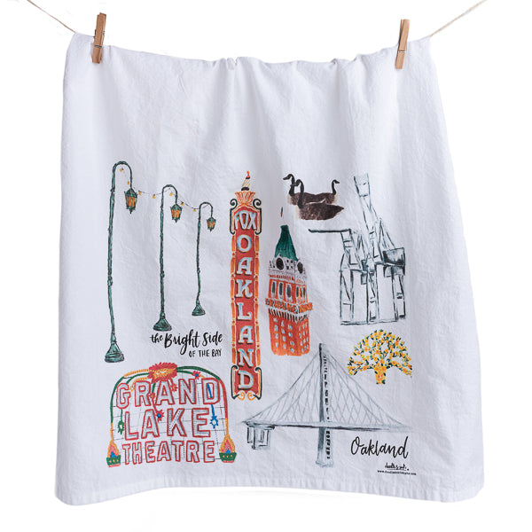 doodles.ink., Oakland Collage Tea Towel