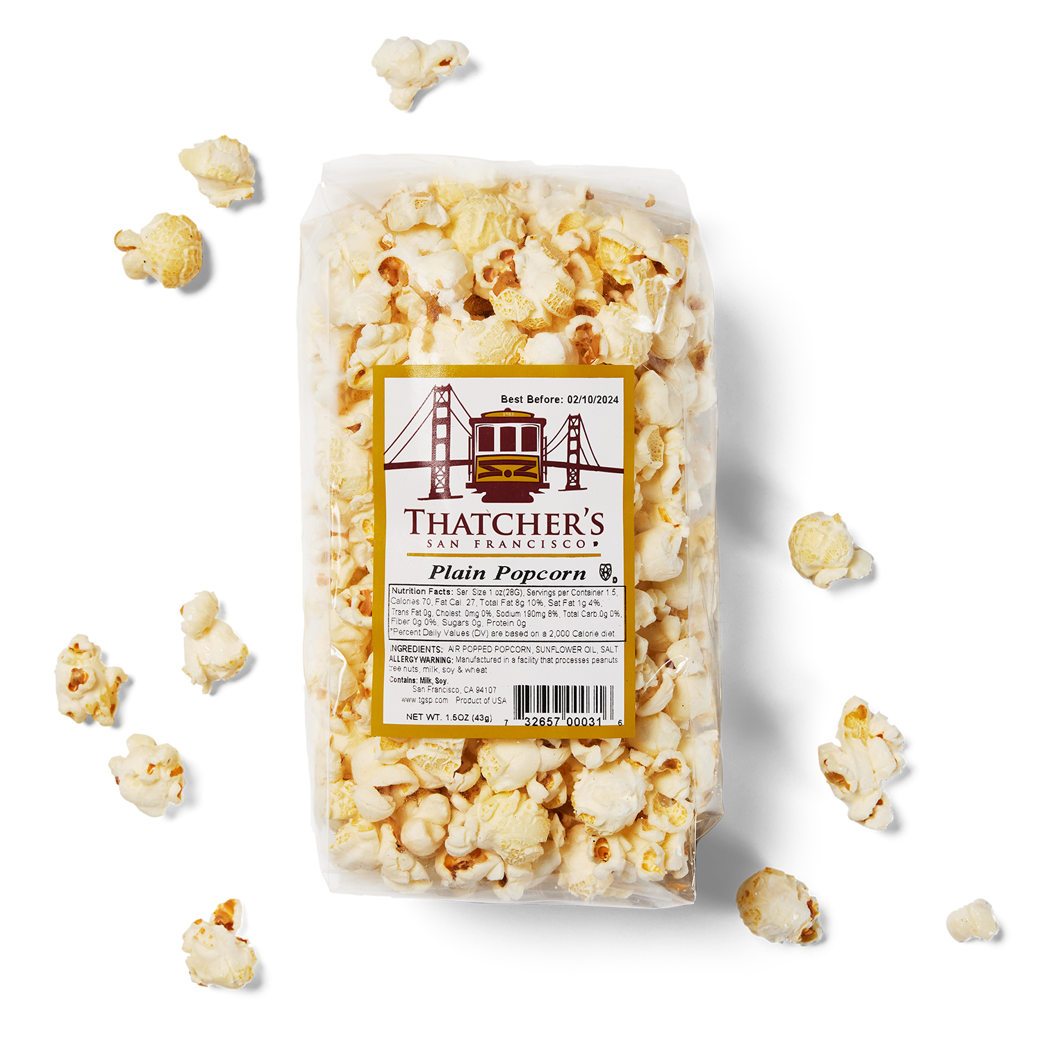 Thatcher's Popcorn, Oil + Salt Popcorn 2.5oz