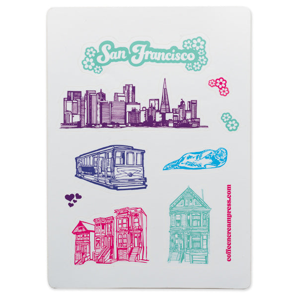 Coffee n' Cream Press, San Francisco Sticker Sheet
