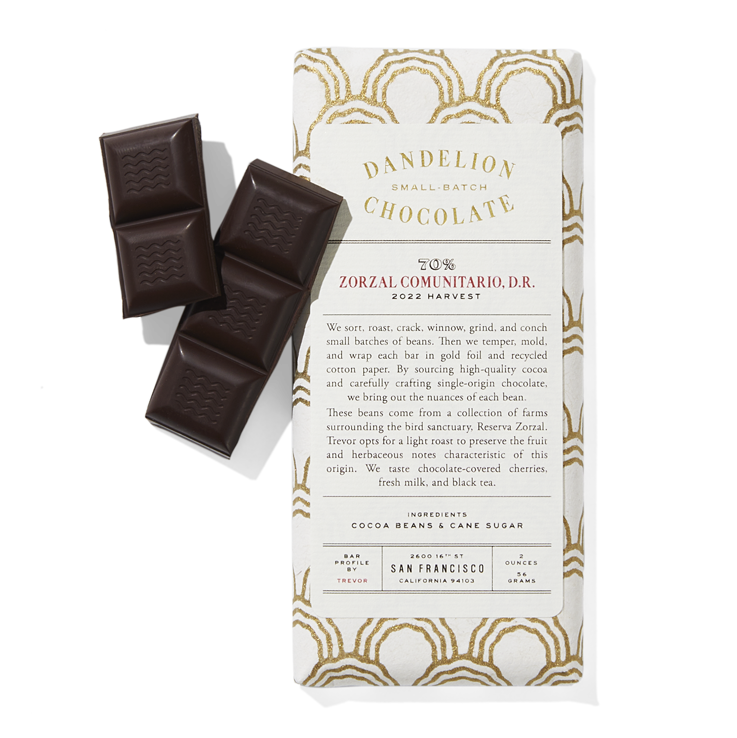 Dandelion Chocolate, Zorzal Comunitario Dominican Republic 70% Dark Chocolate Bar