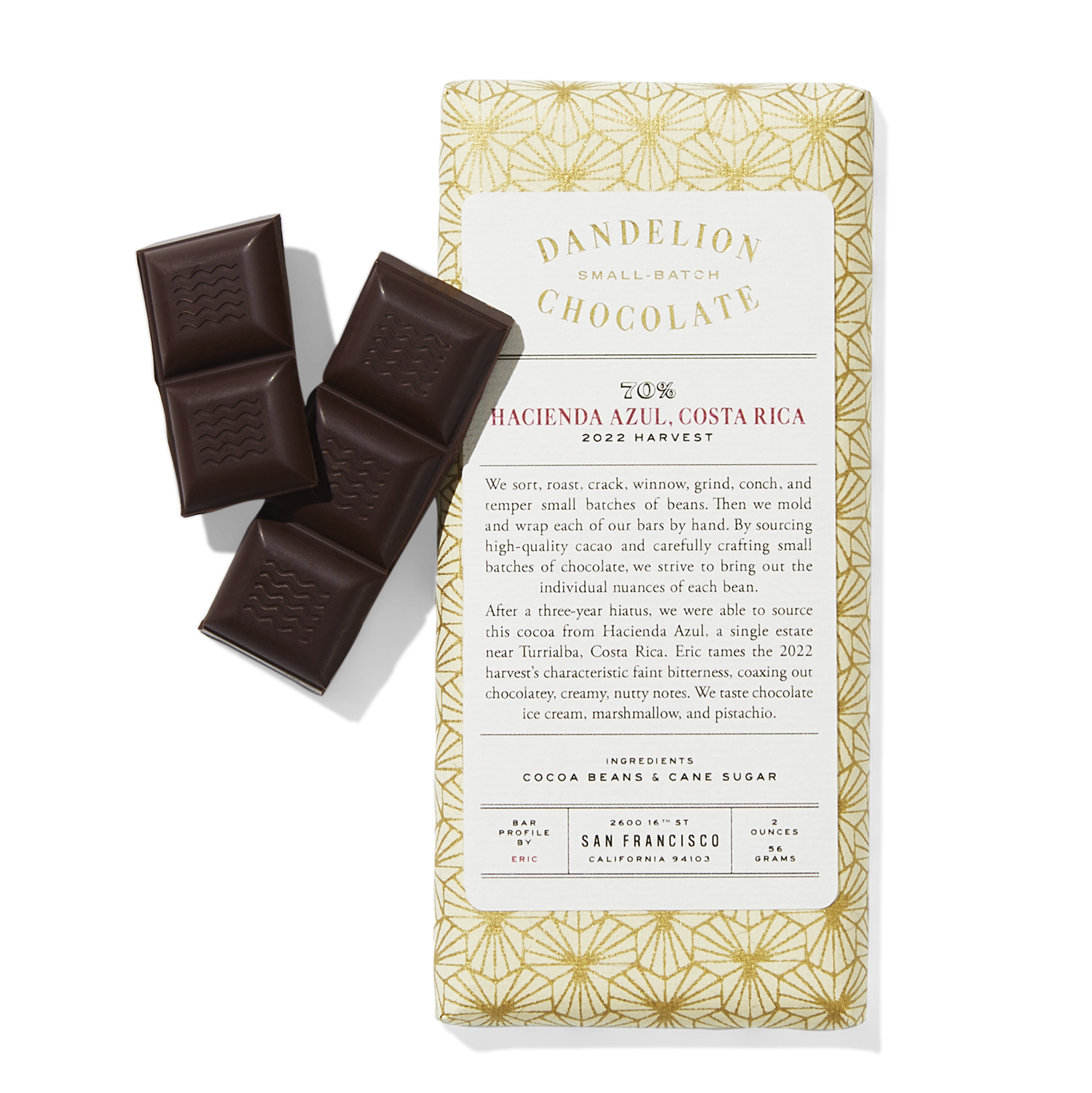 Dandelion Chocolate, Hacienda Azul Costa Rica Dark Chocolate Bar