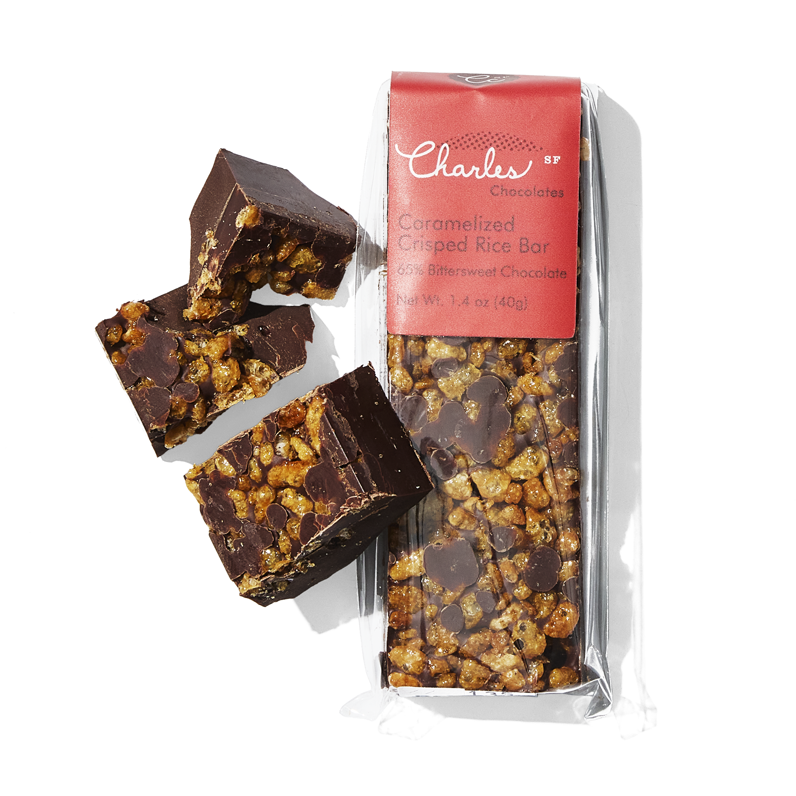 Charles Chocolates, Mini Dark Chocolate Caramelized Crisped Rice Bar