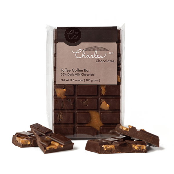 Charles Chocolates, Dark Milk Chocolate Toffee Coffee Bar