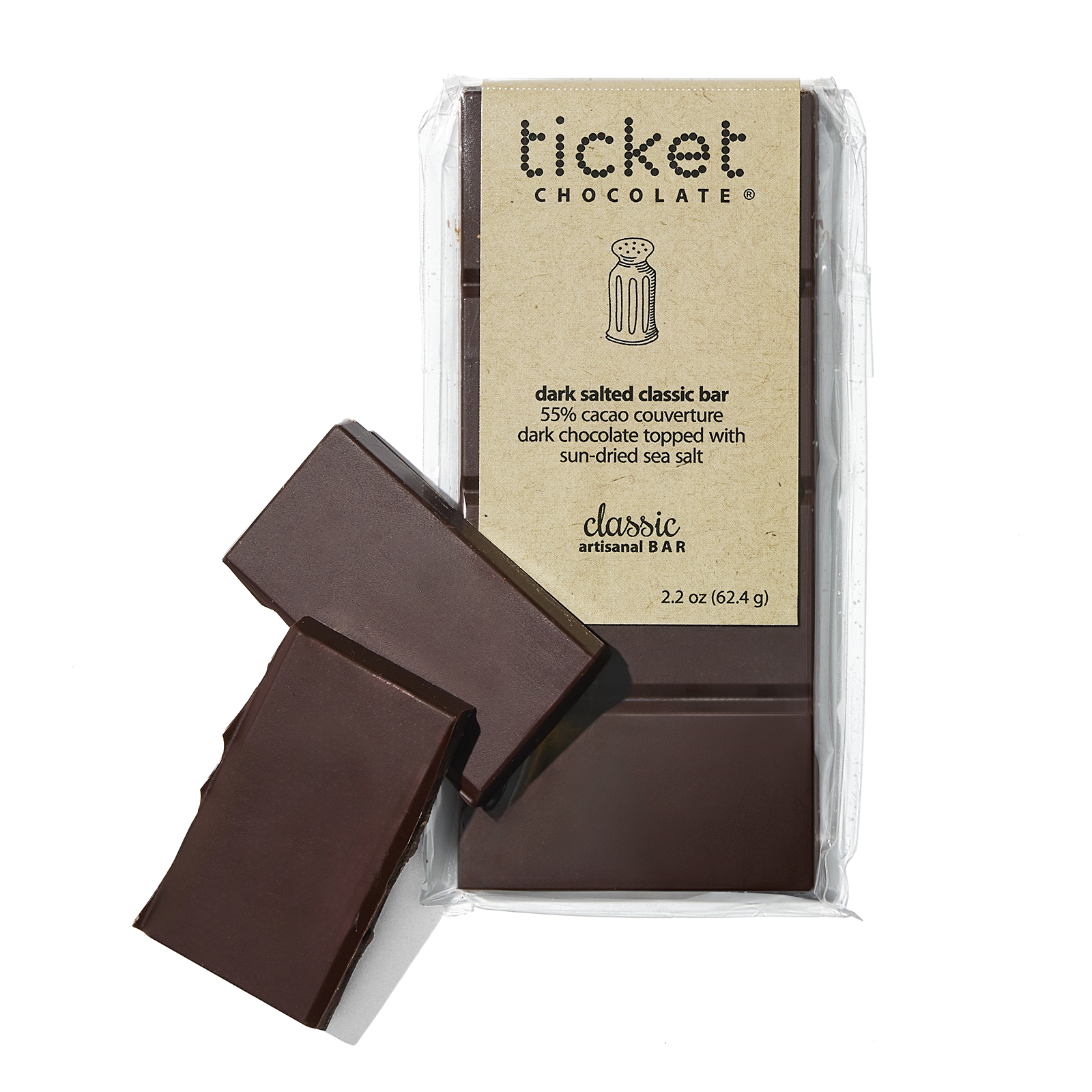 Ticket Chocolate, Salted Dark Chocolate Bar