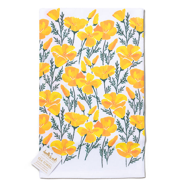 doodles.ink., California Poppies Tea Towel