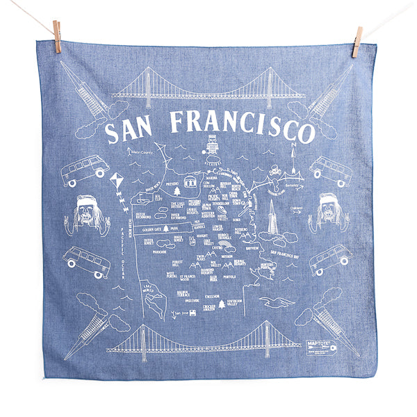 Maptote, Map of SF Bandana in Chambray