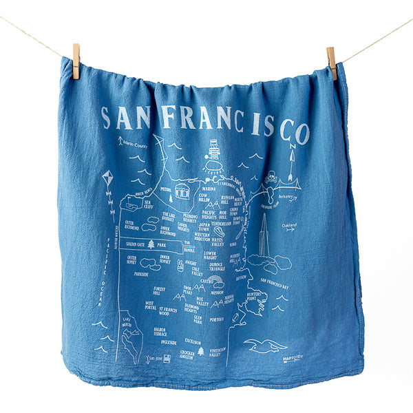 Maptote, Map of SF Tea Towel in Blue