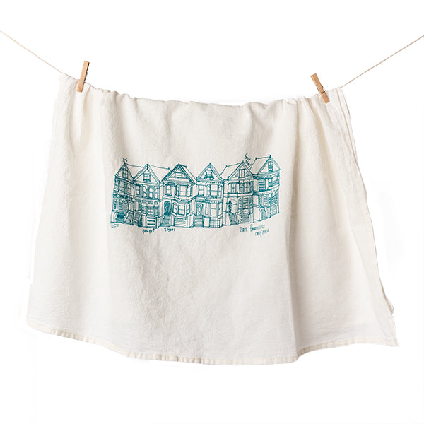 Girls Can Tell, Painted Ladies of San Francisco Tea Towel