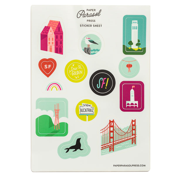 Paper Parasol Press, San Francisco Sticker Sheet