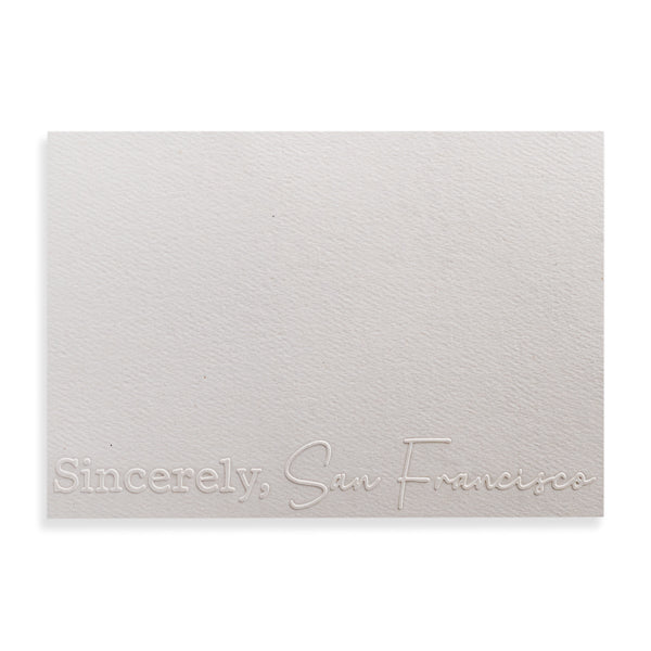 Sincerely San Francisco embossed notecard