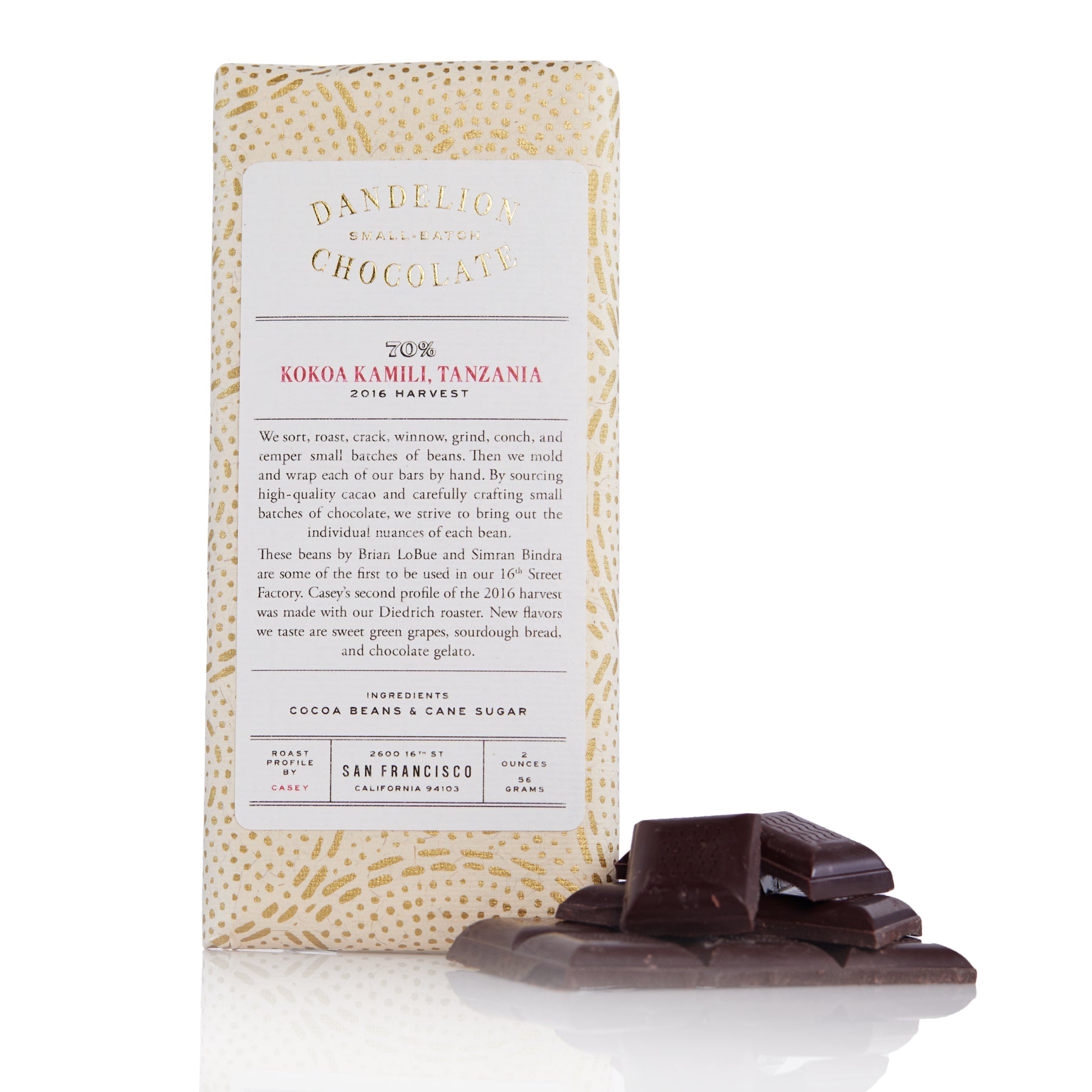 Dandelion Chocolate, Kokoa Kamili Tanzania 70% Dark Chocolate Bar