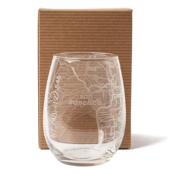 Well Told Design, Map of SF and Oakland Stemless Glass