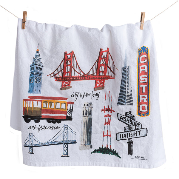 doodles.ink., San Francisco Collage Tea Towel